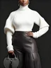 Urban Minimalist Turtleneck Puff Sleeve Sweater
