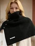 Slit button high collar pullover shawl scarf