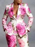 Elegant Printing Floral Lapel Collar Blazer