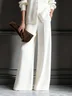 Casual Plain Sweater Wide Leg Pants