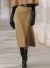 Elegant Buttoned Plain Midi Skirt No Belt