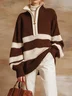 Casual Color Block Stand Collar Sweater