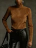 Suede Urban Plain Stand Collar Faux Leather Top