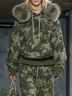 Casual Camo Printing Fur Collar Hoodie