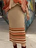Casual Striped Sweater Midi Skirt