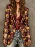 Elegant Printing Floral Lapel Collar Blazer
