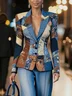 Casual Printing Random Print Lapel Collar Blazer