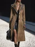 Urban Suede Split Joint Color Block Lapel Collar Faux Leather Coat