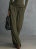 Casual Plain Wide Leg Pants