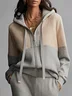 Casual Zipper Color Block Hoodie