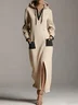 Casual Color Block Slit Hoodie Maxi Dress