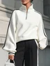 Casual Color Block Binding Stand Collar Raglan Sleeves Sweatshirt