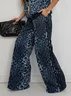 Casual Leopard Buttoned Straight Pants