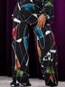 Urban Geometric Printing Straight Pants