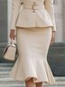Elegant Plain Mermaid Midi Skirt