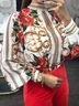 Urban Floral Printing Stand Collar  Blouse