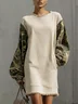 Casual Camo  Printing Crew Neck Mini Dress