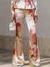 Elegant Floral Printing Flare Pants