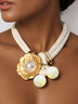 Royal style gold hammered pearl necklace