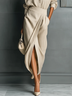 Elegant Slit Plain Maxi Skirt