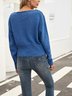 Blue Paneled V Neck Long Sleeve Sweater